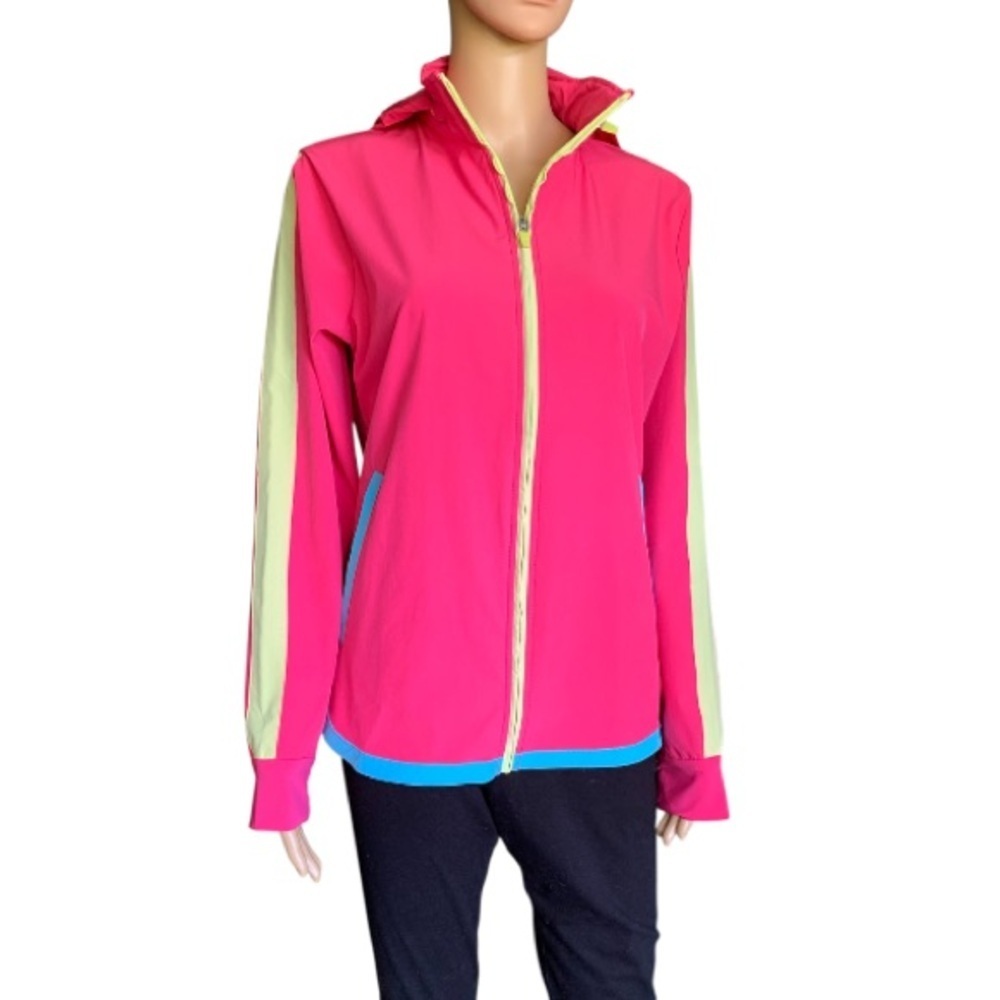 LANDSEND Women’s Woven Zip Cover Up Jacket, Water Resistant, Stowable Hood